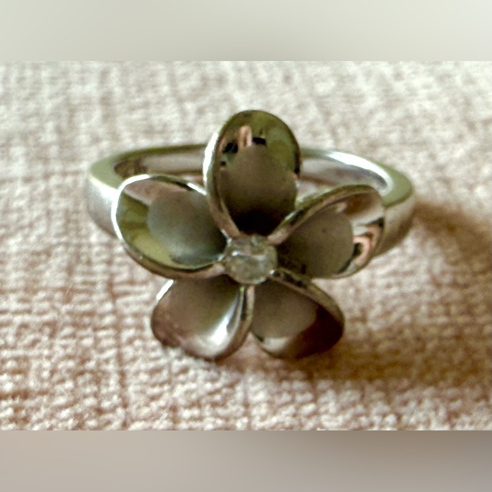 Sterling Silver Hawaiian Plumeria Flower Ring – Size 5.5